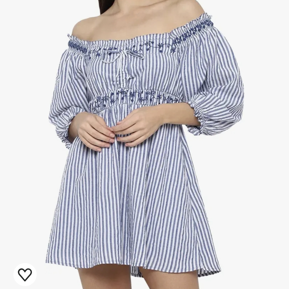 American Eagle Mini Peasant Stripe Puff Sleeve Dress XS